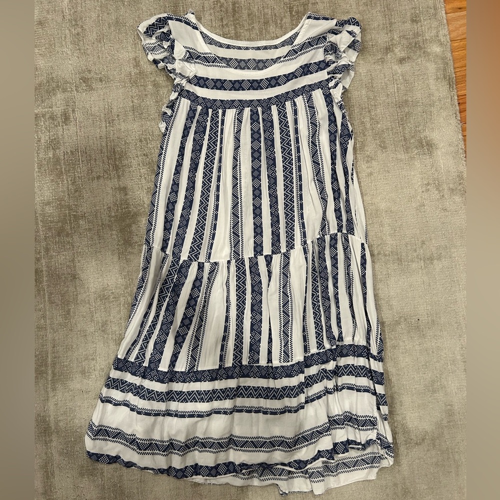 Italy Cotton Blue and White Patterned Mini dress, size m